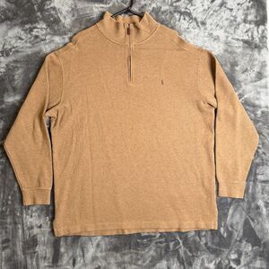 Vintage Polo Ralph Lauren Quarter Zip Long Sleeve Pull Over Size 2XL-Tall Brown